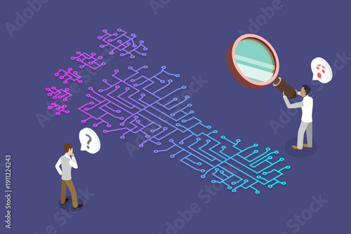 3D Isometric Flat Vector Illustration of Digital Footprint, Browser History and Tracking