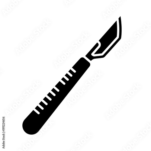 Scalpel illustration on a clean background viewed from directly above
