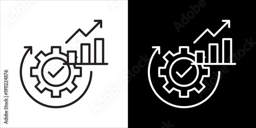Continuous Improvement Icon Sheet Black And White