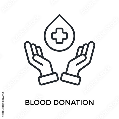 Blood Donation Icon Outline Style. Vector Illustration For Graphic Design