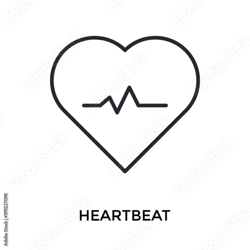 Heartbeat Icon Outline Style. Vector Illustration For Graphic Design