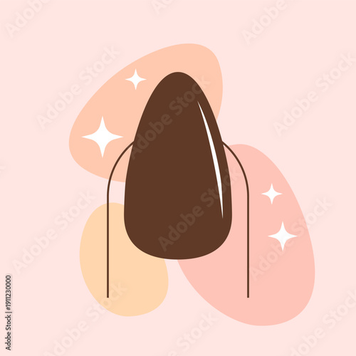 Nail with shellac or nail polish. Nail Studio. Nail shape manicure. Manicure with natural nail polish