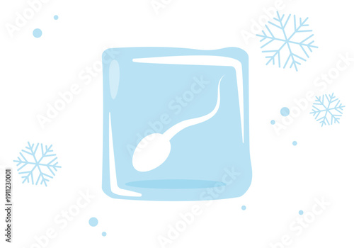 Sperm freezing sign isolated on white background. Sperm bank or freezing. Male semen is preserved and stored. Frozen sperm icon, cryopreservation