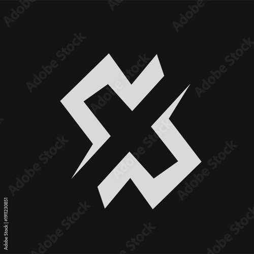 Abstract Geometric Logo with Stylized M and X Shapes, Modern Minimalist Design on Black Background