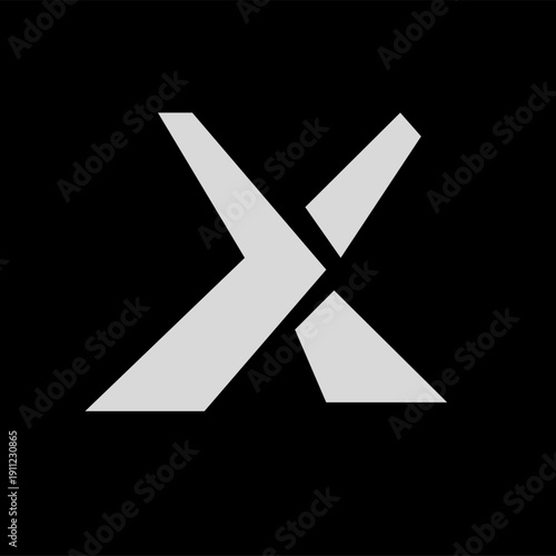 Abstract Geometric Letter X Symbol Logo on Black Background - Modern Stylized Monochromatic Graphic Design Element