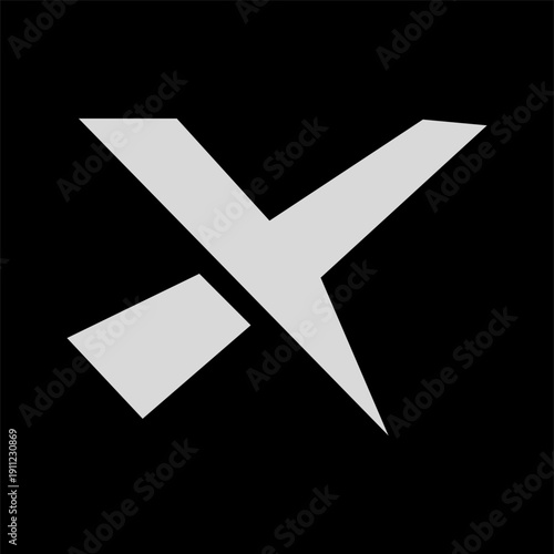 Minimalist Abstract X Logo Design with Disconnected Geometric Shapes on Black Background