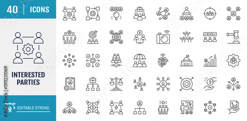 Interested parties line icon set. Interested parties line icon set. Outline icon set. Vector illustration with editable stroke