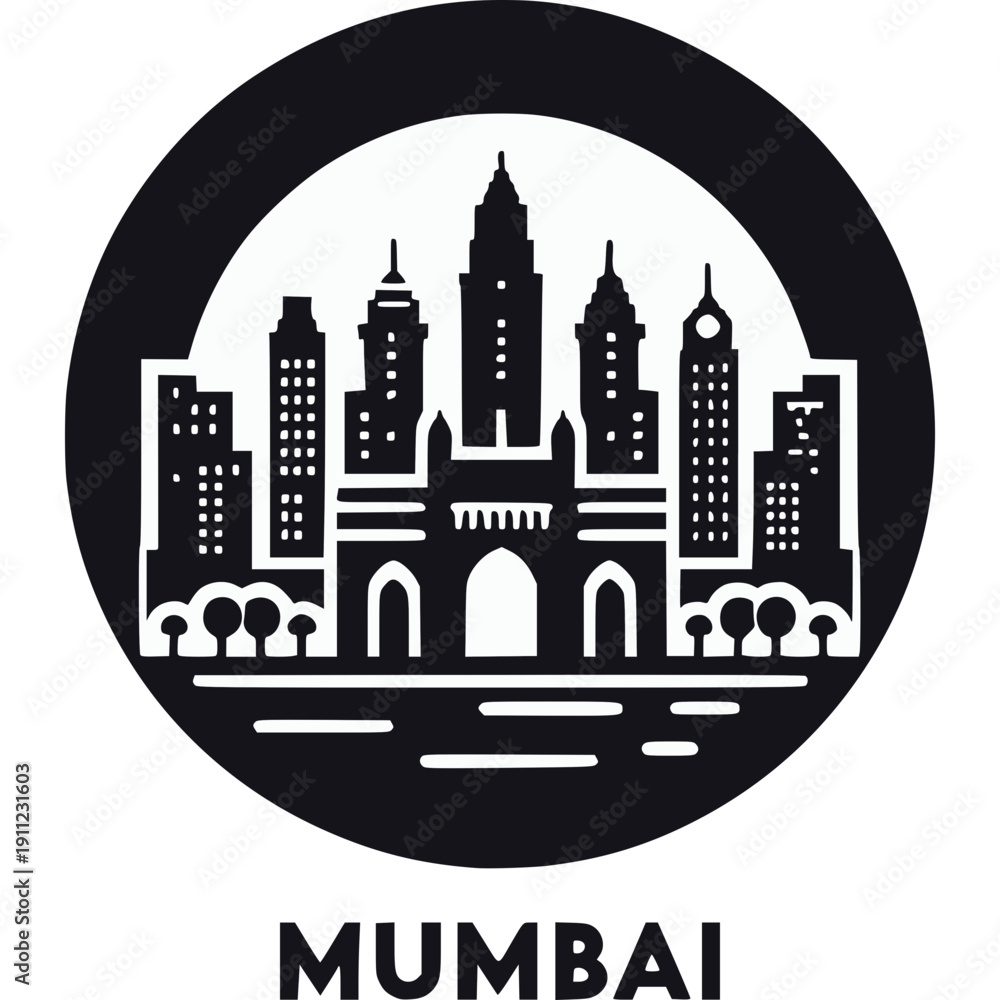 Obraz premium Mumbai Skyline Vector Icon