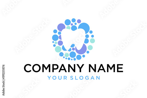 Dental Logo Design with Abstract Blue and Purple Circles Forming a Tooth Shape