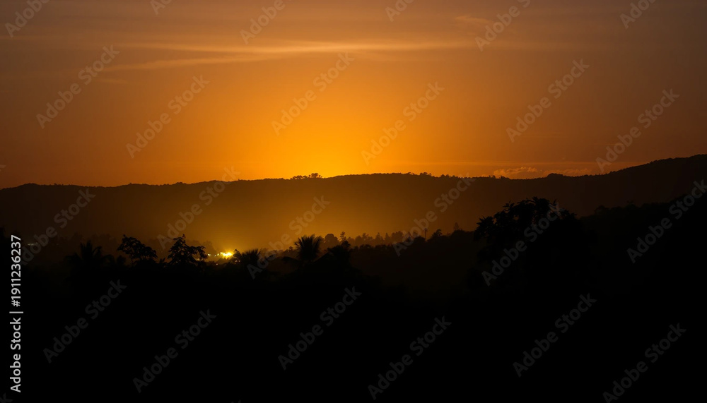 Fototapeta premium Calm radiant glow over jungle trees