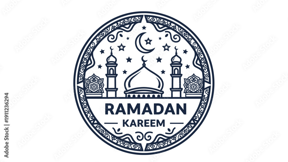 Obraz premium Ramadan Kareem Islamic Mosque Emblem Design.
