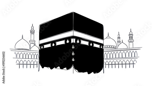 The Kaaba in Mecca a sacred Islamic site.