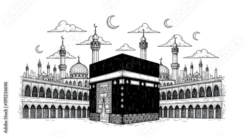 The Kaaba in Mecca a holy Islamic site.