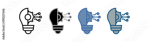
Science and technology icon set multiple style collection with light bulb, gear and artificial nerve designs