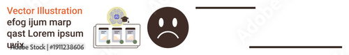 Communication, technology, emotions, data analysis, problem-solving, conceptual messaging. Sad emotion alongside diagram and text. Communication and technology