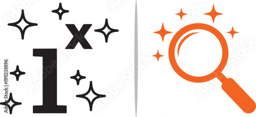 This vector set features icons for audio production and analysis, including microphones, sound waves, magnifying glasses, and tools, symbolizing professional sound editing and data discovery.