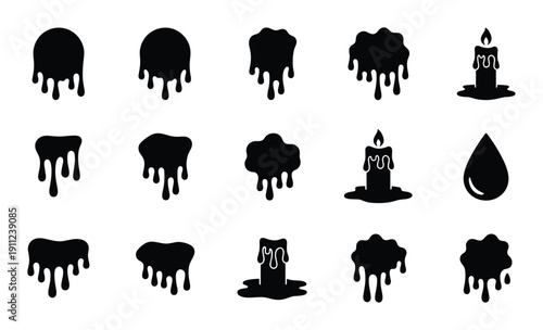 Halloween related black liquid drips abstract shapes candle and wax exactly one hundred here