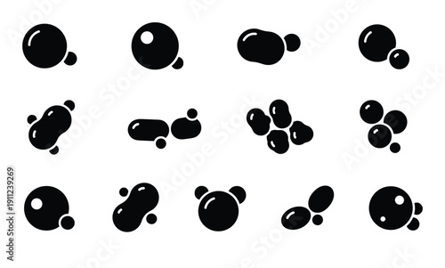 Set of cell cell division vector silhouette illustration in flat style design