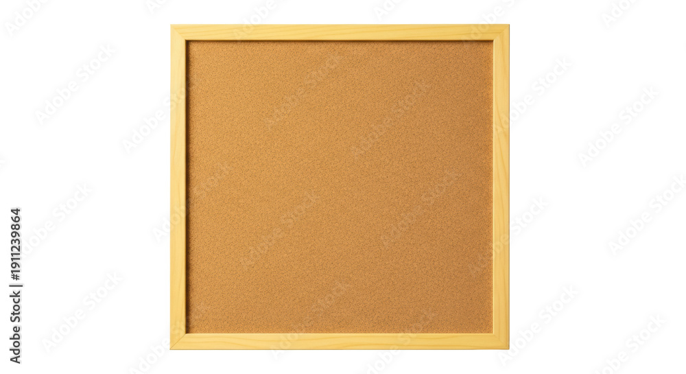 Fototapeta premium Cork board with wooden frame isolated PNG, bulletin board for notes and reminders on transparent background