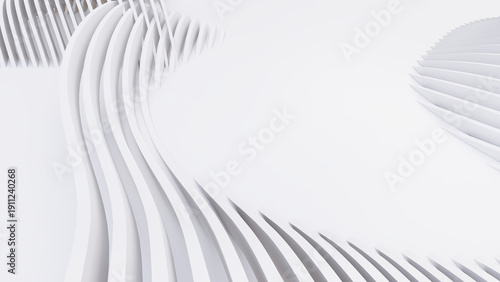 Abstract Curved Shapes. White Circular Background.