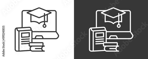 E Learning Icon Set Vector Collection Isolated In Black And White