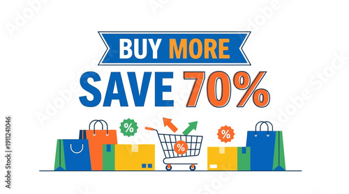 Buy More Save 70 Percent Off Discount Offer on Shopping Bags and Cart