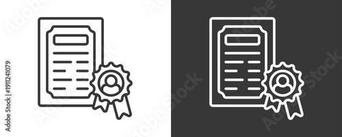 Certificate Icon Set Vector Collection Isolated In Black And White