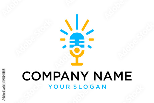 Modern Microphone and Lightbulb Idea Logo Design. Creative Concept for Podcasting, Communication, or Innovation Brand.