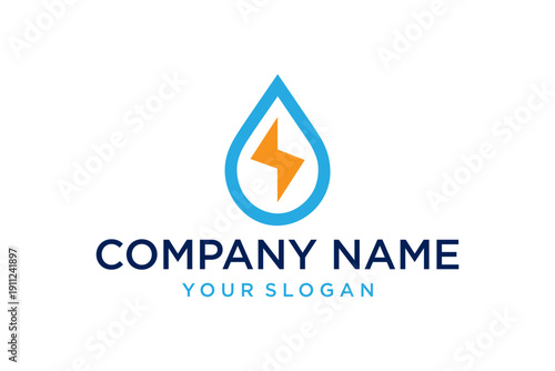 Foto Water Drop and Lightning Bolt Logo for Energy and Water Company Branding