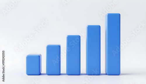 Blue bar graph showing upward trend and growth on a clean white background Free Download Blue bar graph showing upward trend and growth on a clean white background - GFXLoad