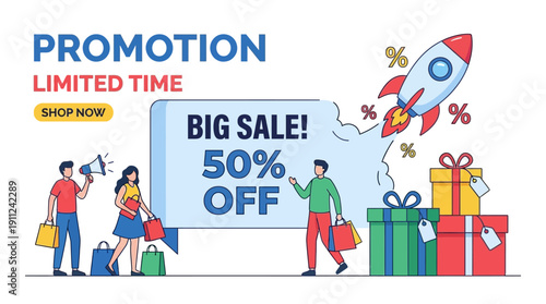 Big Sale 50% Off Limited Time Promotion with Gift Boxes and Rocket