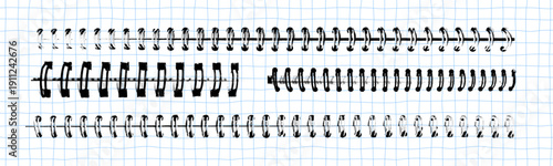 Realistic Notebook Spiral with Metal Ring Binding on Checkered Grid Pattern. Pop Art Binder with Halftones Perfect for Diaries, Posters, and Banner Collages.