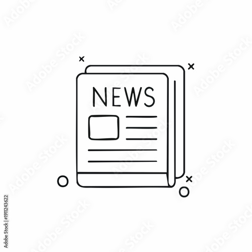 Simple line art icon of a newspaper with 'NEWS' text and a small image placeholder.