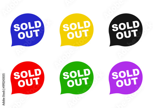Sold Out Sold Sign, Empty Shelf, Out of Stock Label, Retail Shortage Concept Stock Illustration