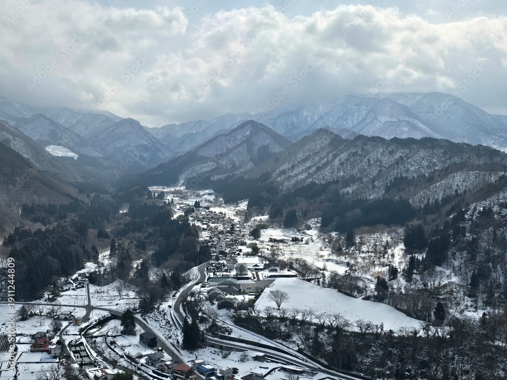 Fototapeta premium Beautiful winter at Yamadera mountain temple