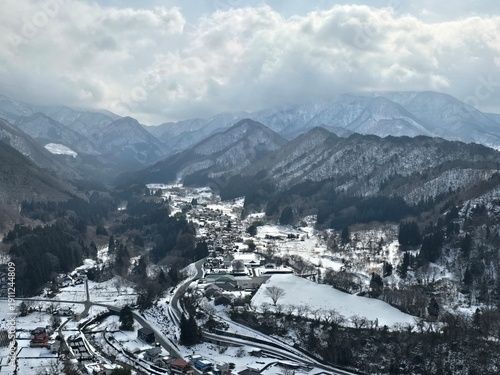 Beautiful winter at Yamadera mountain temple