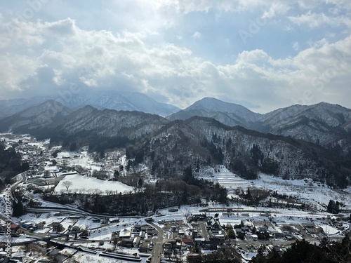 Beautiful winter at Yamadera mountain temple
