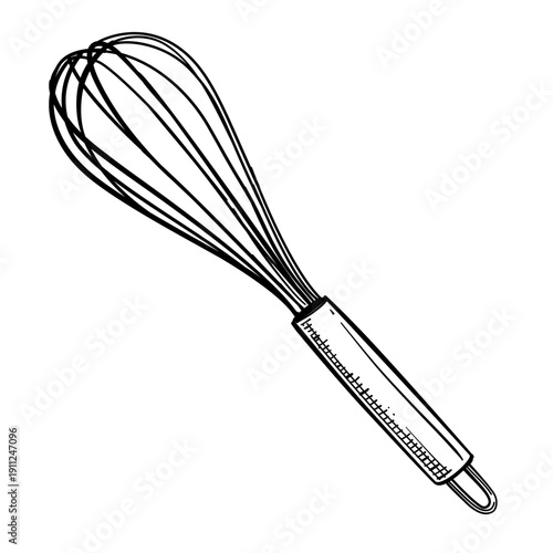 kitchen whisk vector line art hand drawn illustration
