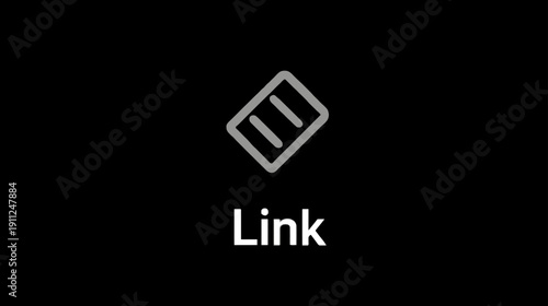 Modern 'Link' text and icon for digital connection, hyperlink, web navigation, and user interface on a black background