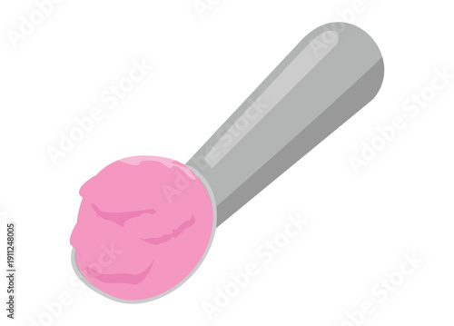 Strawberry ice cream in ice cream coop. Simple flat illustration.