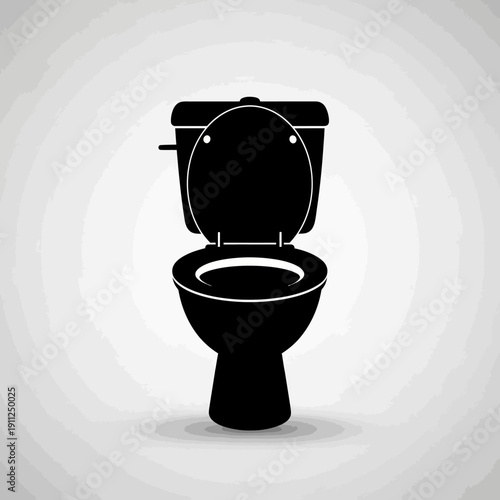 Black Silhouette of a Toilet Icon in Bright Studio with Gradient Background