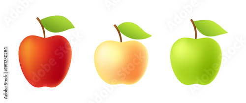 Apple set fresh summer fruits