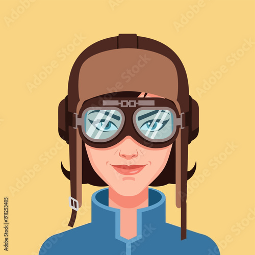 Female Aviator Portrait with Goggles.