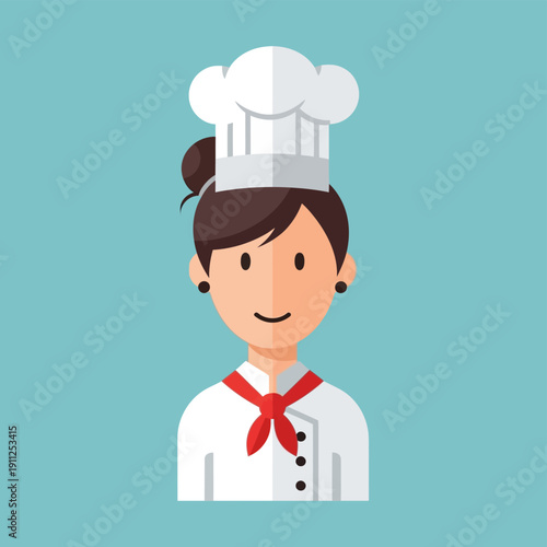 Female Chef Cartoon Character Illustration.