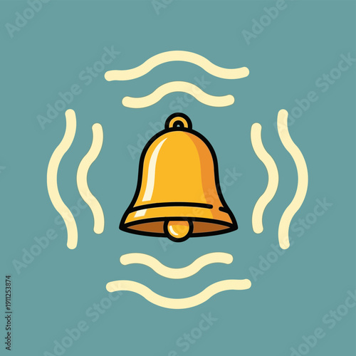 Golden Bell Ringing Alert Notification.