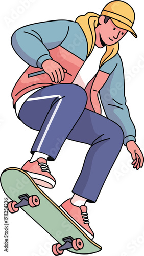 Dynamic Skateboarder in Action