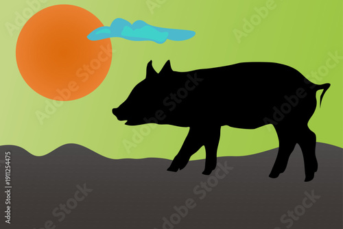 silhouette pig vector illustration