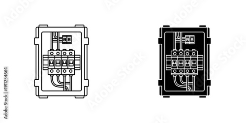 Electrical Junction Box Diagram Outline in Black and White on White Background