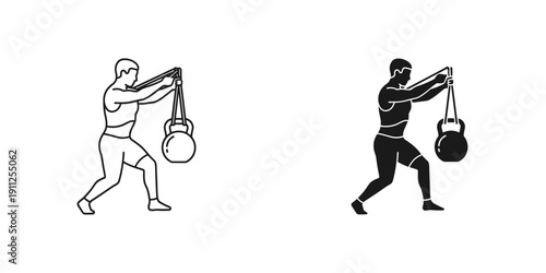 Man Exercising with Punching Bag in Fitness Training Session