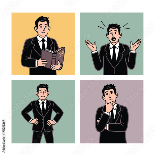 Businessman in Various Attitudes and Emotions.